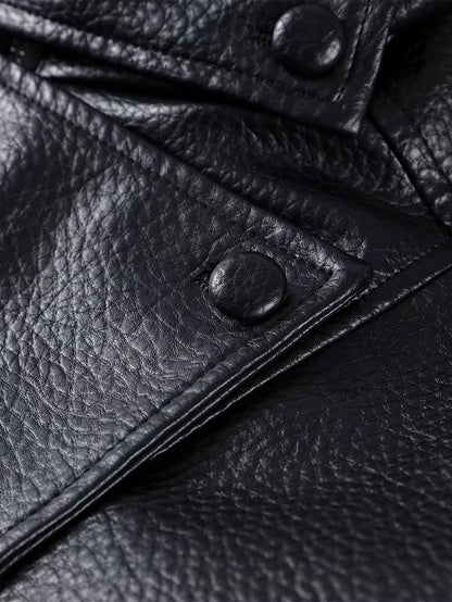 Street Stand Collar Women'S Leather Jacket Loose Long Sleeve Zipper Pockets Chic Female Coats 2025 Autumn Winter Lady Outerwear