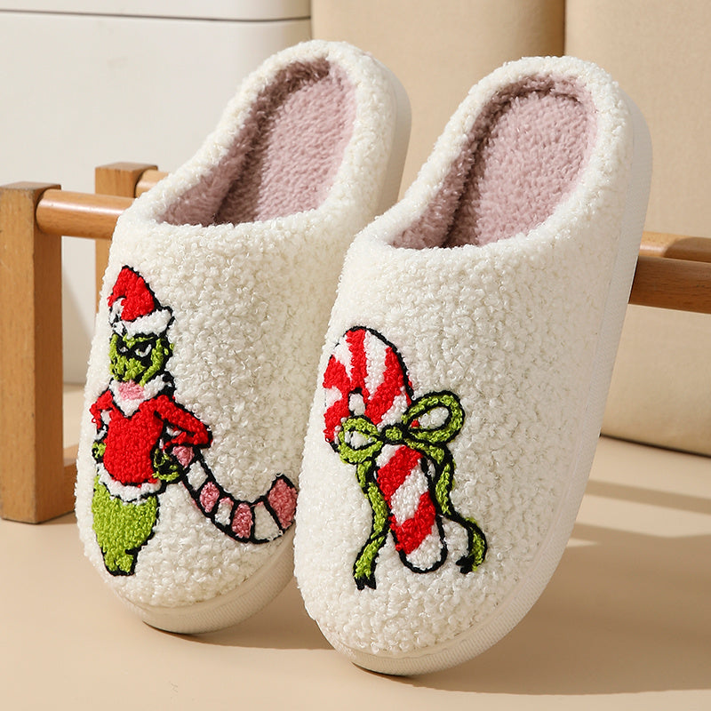 New Home Cute Cartoon Christmas Series Gingerbread Man Winter Cotton Slippers