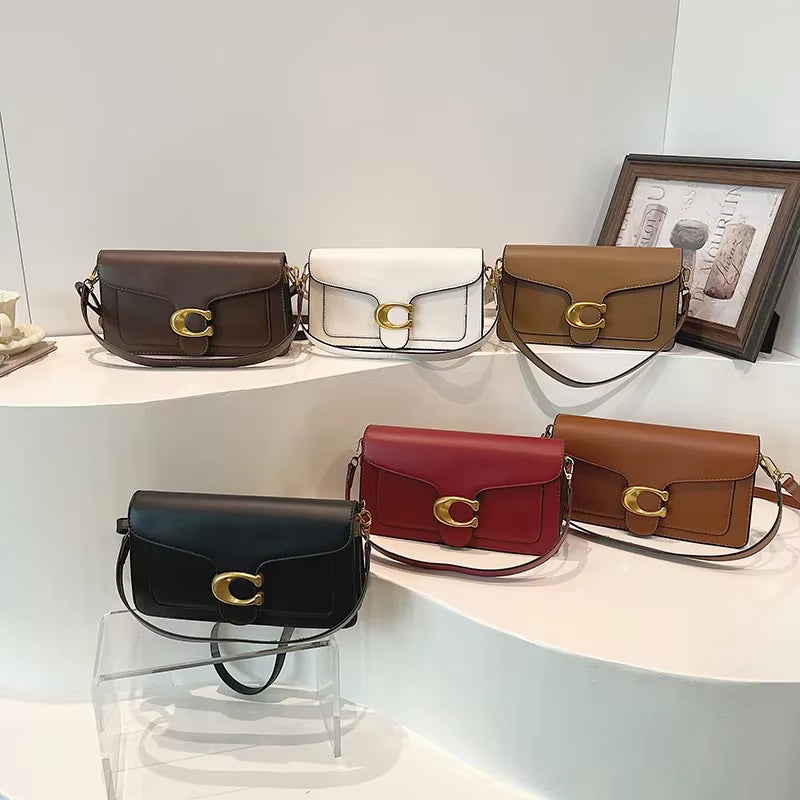 2025 New Women'S High-End Pure Color Simple Square Bag Multi-Layer Commuting Single Shoulder Bag Neutral Minimalist Style