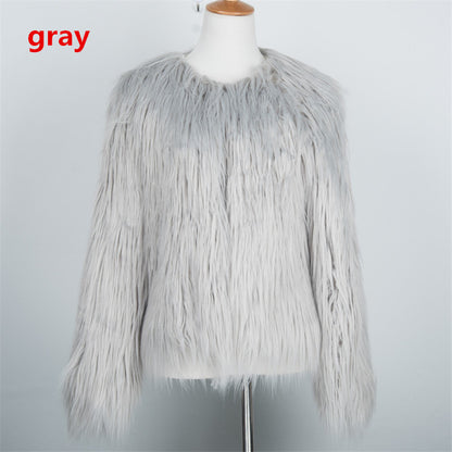 Women's Short Long Sleeve Plus Size Fur Coat