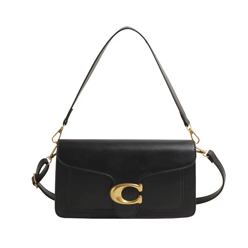 2025 New Women'S High-End Pure Color Simple Square Bag Multi-Layer Commuting Single Shoulder Bag Neutral Minimalist Style