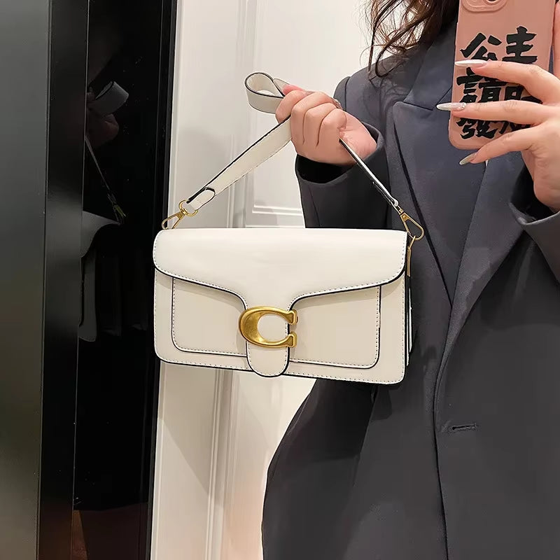 2025 New Women'S High-End Pure Color Simple Square Bag Multi-Layer Commuting Single Shoulder Bag Neutral Minimalist Style