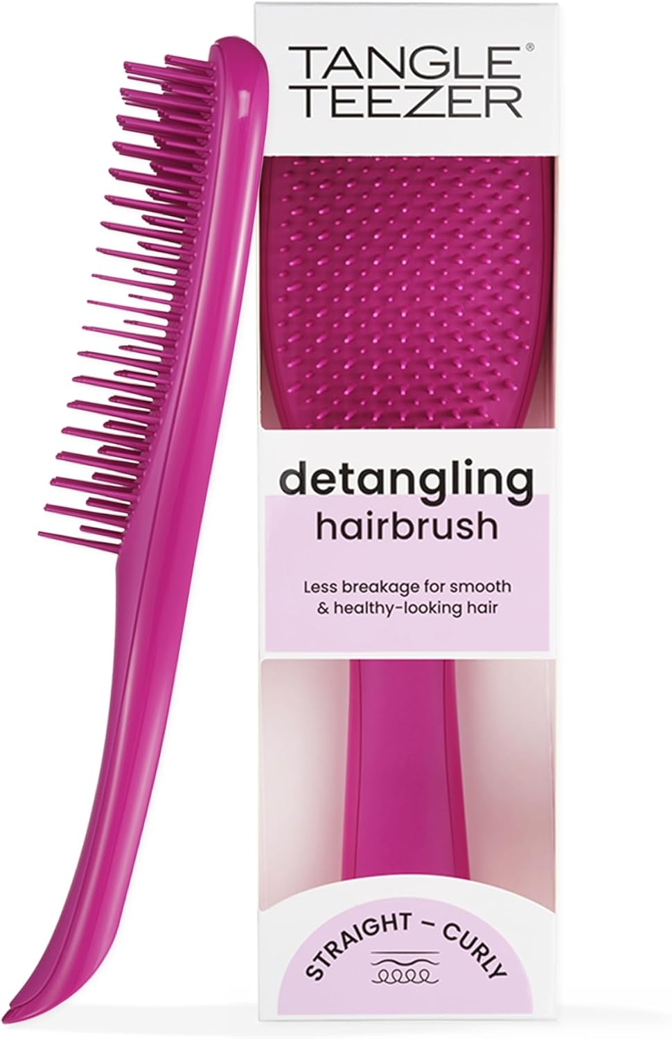 Ultimate Detangler Hairbrush - for Wet & Dry Hair - Detangling Brush for All Hair Types - Two-Tiered Teeth Reduce Breakage & Eliminate Knots - Millennial Pink