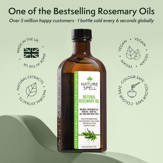 Rosemary Oil for Hair Growth with Root Comb Applicator, Pre-Diluted Oil to Strengthen and Nourish Dry, Damaged Strands, for All Hair Types, 150Ml