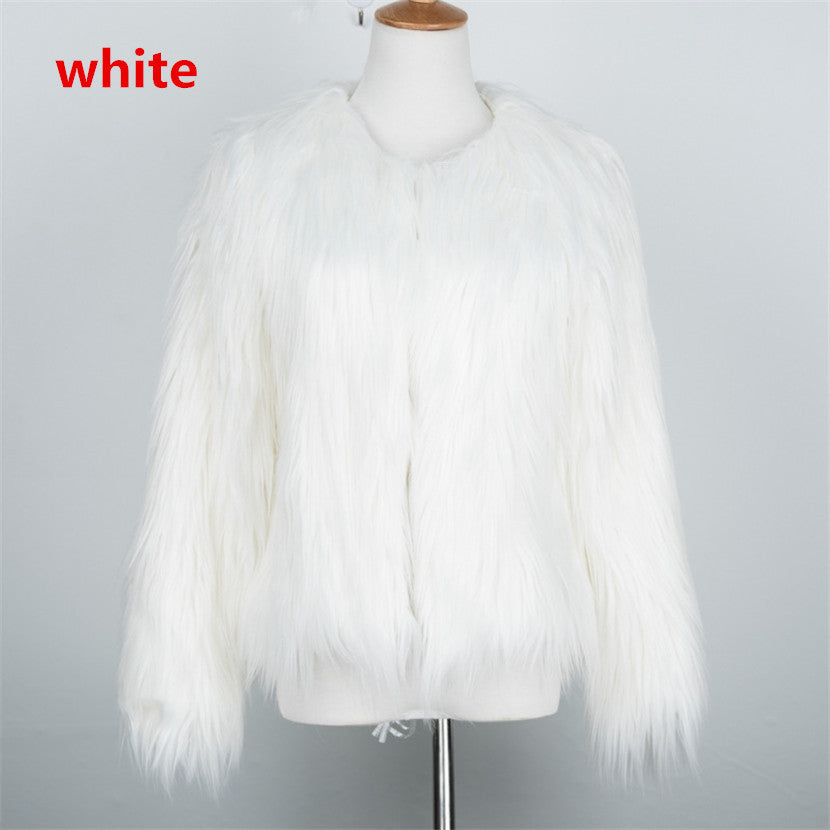 Women's Short Long Sleeve Plus Size Fur Coat
