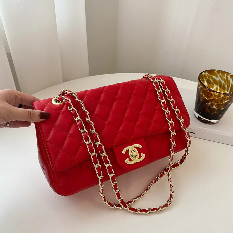 2025 Fashionable New Versatile Commuter Women'S Bag Large-Capacity One-Shoulder Crossbody Bag with Diamond Chain Bag