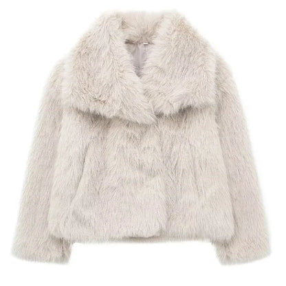 2024 Woman Autumn Winter Faux Fur Coat Plush Fluffy Women'S Jacket New in Outerwears White Red Gray Black Wool Blends Coats