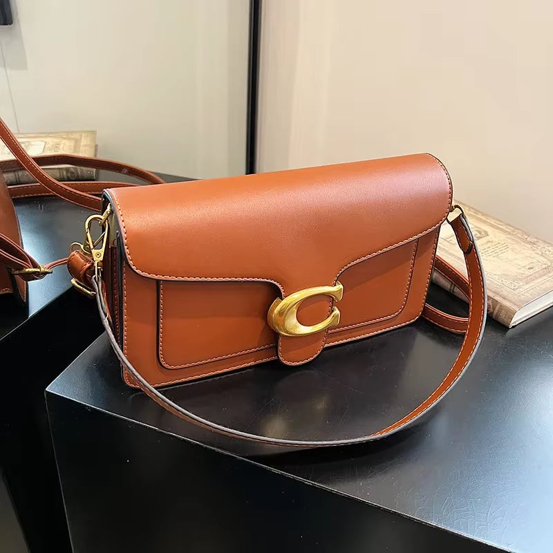 2025 New Women'S High-End Pure Color Simple Square Bag Multi-Layer Commuting Single Shoulder Bag Neutral Minimalist Style