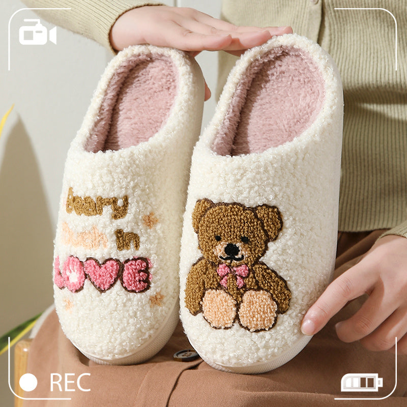 New Home Cute Cartoon Christmas Series Gingerbread Man Winter Cotton Slippers