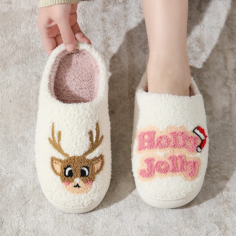 New Home Cute Cartoon Christmas Series Gingerbread Man Winter Cotton Slippers