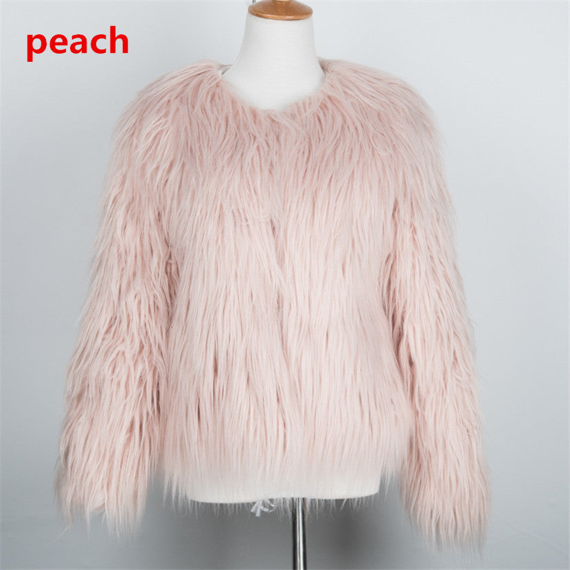 Women's Short Long Sleeve Plus Size Fur Coat