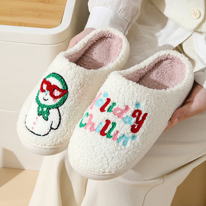 New Home Cute Cartoon Christmas Series Gingerbread Man Winter Cotton Slippers