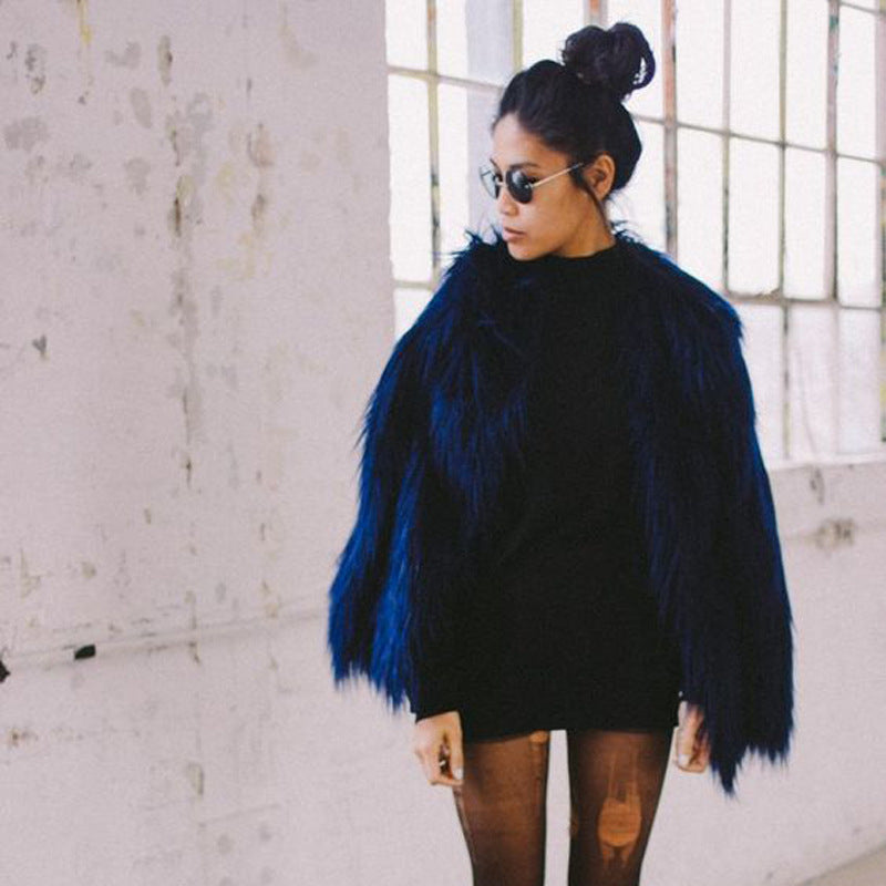 Women's Short Long Sleeve Plus Size Fur Coat