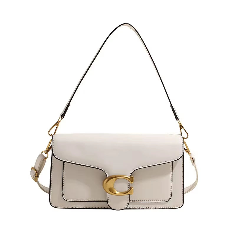 2025 New Women'S High-End Pure Color Simple Square Bag Multi-Layer Commuting Single Shoulder Bag Neutral Minimalist Style
